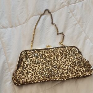 Vintage Elegant Gold Sequin Clutch
